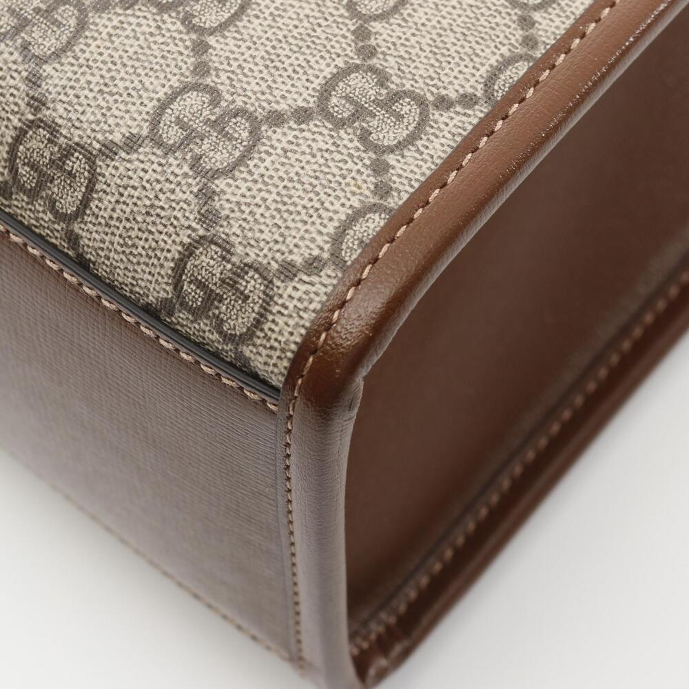 Gucci GG Beige Canvas Interlocking Bag Leather Tan Supreme Brown Tote - Picture 5 of 9